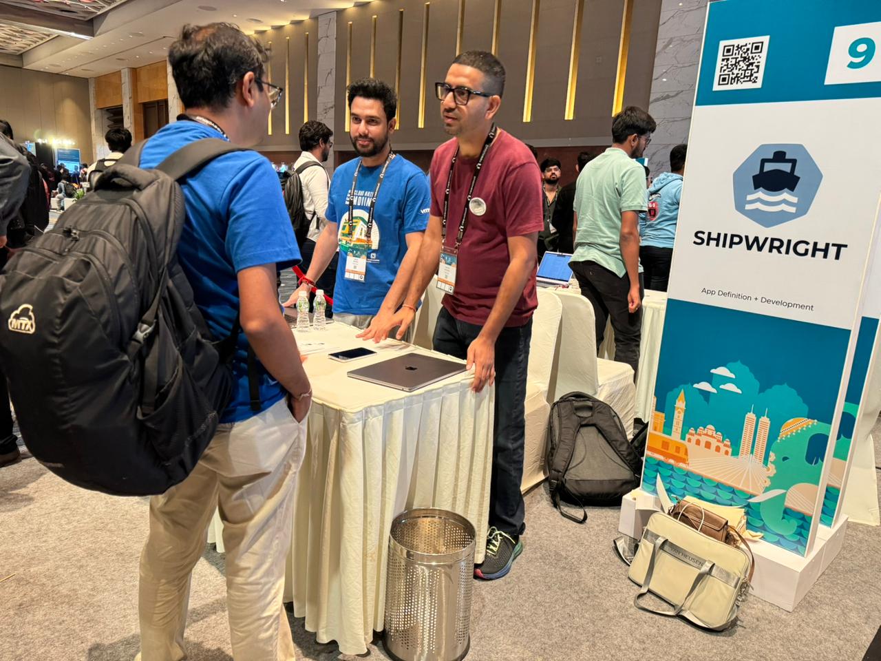 Sayan and Prateek at the Shipwright booth at KubeCon India 2026